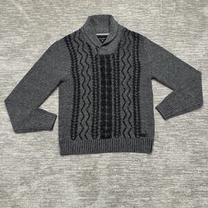 Outpost Makers Sweater Mens Medium Gray Shawl Collar Heavyweight Aztec Western